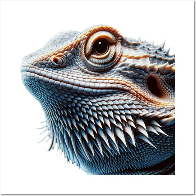 Bearded Dragon Headshot - Blueish White Wall Art by GraySkullMarketPlace